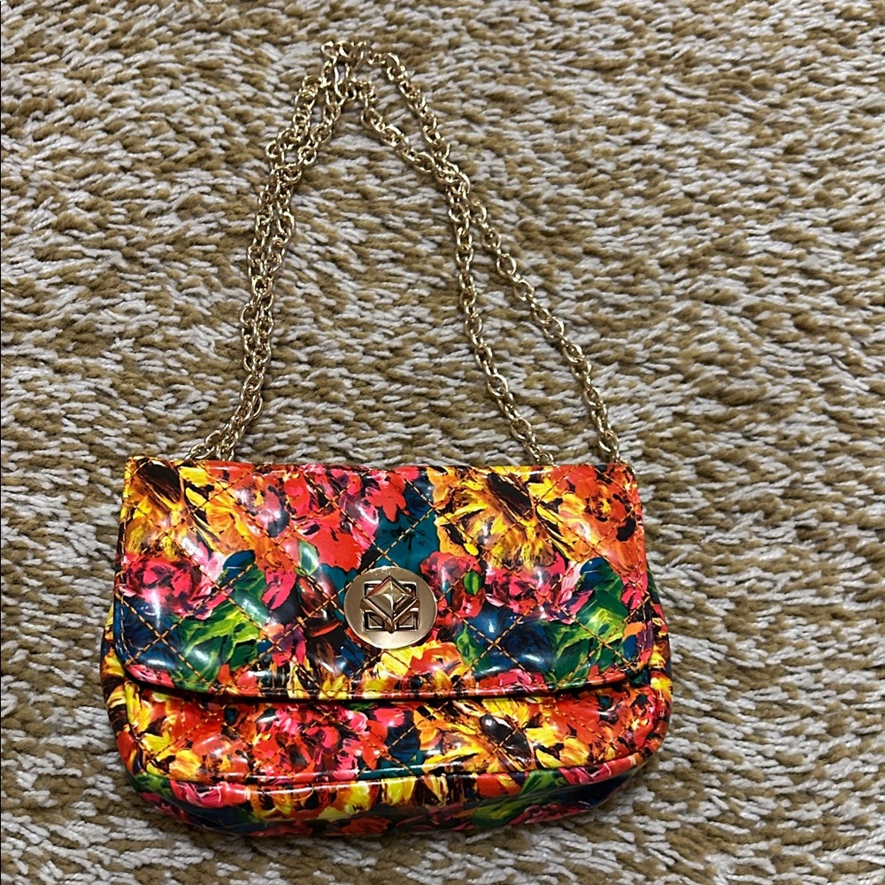 Minicci Vibrant Floral Crossbody Bag with Gold Chain